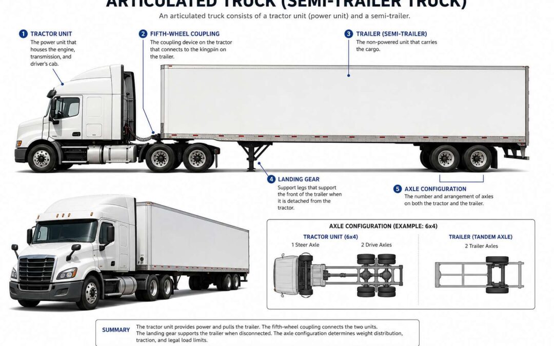 Articulated truck parts diagram, a simple breakdown.