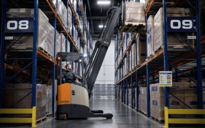 Articulated reach trucks boost warehouse efficiency in tight aisles.